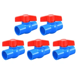 sourcing map Ball Valve, 32mm ID PVC Socket End Shut Off Valve for Aquarium Setup, Sump Pump, Pool, Garden Sprinkler Blue Red 5Pcs