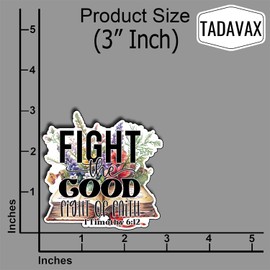 (3PCS) Fight The Good Fight of Faith Sticker Christian God Cristianos Cross Bible Waterproof Vinyl Water Bottle Tumbler Mug Phones Laptop Jesus Gifts for Thanksgiving Christmas Xmas 3 Inch