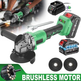 20V Cordless Angle Grinder Brushless Motor 8100rpm Industrial DIY Tool Battery Powered with Grinding Disc Wheelvoltage: 20 V, Disc Diameter: 5 in, power: 850W, color: Green