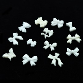MOLILON 260pcs White Bow Nail Charms Bow-Knot Nail Stud Rhinestones Crystal Mix-Shape Nail Art Charms Colorful Bowknot for Nails Design for DIY Crafts Jewelry Decoration Nail Supplies