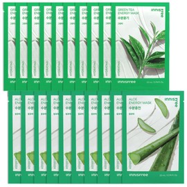 Innisfree Energy Mask Aloe 10 sheets + Green Tea 10 sheets added / 이니스프리 에너지 마스크 알로에 10매+그린티10매 추가