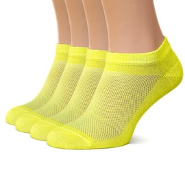 Duna Premium Womens Socks, Ultra Thin Breathable Cotton Socks for Women, Athletic Running Low Cut No Show Ankle Socks - 4 Pairs, L-Yellow