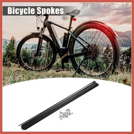 ACROPIX 12 Pcs 14G J Bend 295mm x 2mm Bike Bicycle Spokes with Nipples Steel Black Car Parts