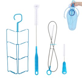 Hydration Bladder Cleaning Kit Compatible with Camelbak, 4 in 1 Water Bladder Cleaner Set, Flexible Long Brush for Hose and 2 Brushes, Drying Collapsible Frame, Water Reservoir Backpack Cleaning Kit