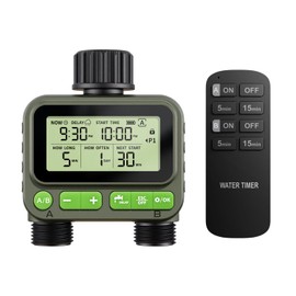 NexusLab Wireless Remote Hose Timer, 4 Programmable Watering Schedules (1 Sec to 99 Hr), IP65 Waterproof Sprinkler & Drip Irrigation Timer, 3/4 inch NH Thread, Rain Delay, AA Battery