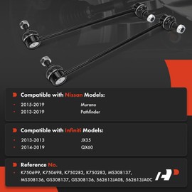 A-Premium Set of 4, Front & Rear Sway Bar Links Stabilizer Bar Links Kit, Compatible with Nissan Murano 2015-2019, Pathfinder 2013-2019 & Infiniti QX60 2014-2019, JX35 2013