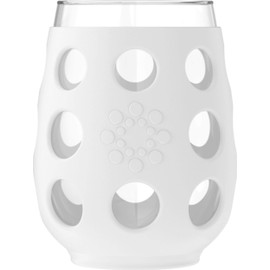 Lifefactory LF320141C4 17-Ounce BPA-Free Indoor/Outdoor Wine Glass with Protective Silicone Sleeve, 4 Pack, Optic White