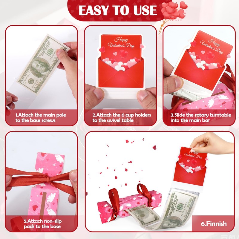 Vodolo 4PCS Valentine's Day Money Box for Cash Gift Pull,Funny