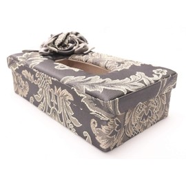 Royal Arden 76236 Aqua Flower Tissue Box Case, Classic Gray, W 10.6 x D 5.9 x H 4.7 inches (27 x 15 x 12 cm)