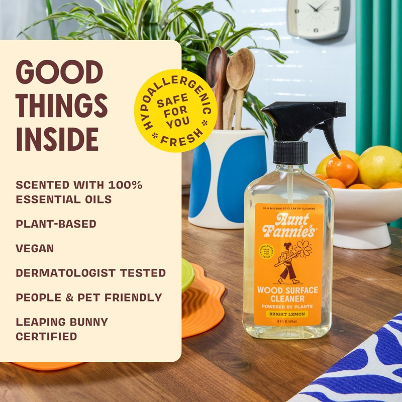 Aunt Fannie's All Purpose Wood Spray Cleaner, No-Wax Formula, Perfect