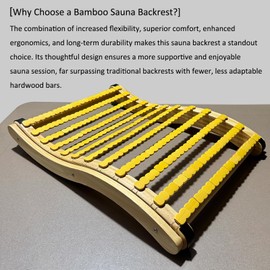 NUIBY Natural Bamboo Sauna Backrest, More Flexible Than Wood, Better Fits Your Back, Features Anti-Slip Rubber Pad. Sauna Accessory Set (1 Pack)