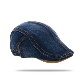 YAMEE Beret Hats Men's Denim Vintage Flat Cap Women's Breathable Sun Protection Flat Cap Men's Classic Simple Beret Men's Adjustable Newsboy Cap Unisex Casual, darkblue, Unit size