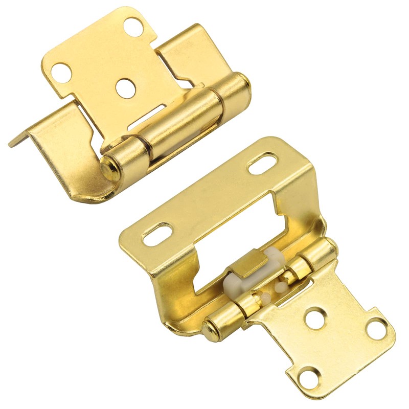 1/2" Overlay Brass Gold Cabinet Hinges, (25 Pairs - 50