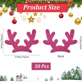 GORGECRAFT 15 Pairs Metallic Mini Antlers Hair Clips Embellishments Christmas Deer Flocking Deer Antlers Accessories Reindeer Elk Branch Animals Horn Snowman Hand for Headband Wedding Party