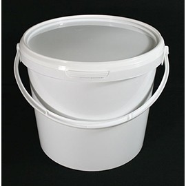 Pack of 5 x 5 Litre Airtight Food Grade White Catering Mixing Plastic Buckets with Lids – Heavy Duty Industrial Catering Kitchen Quality