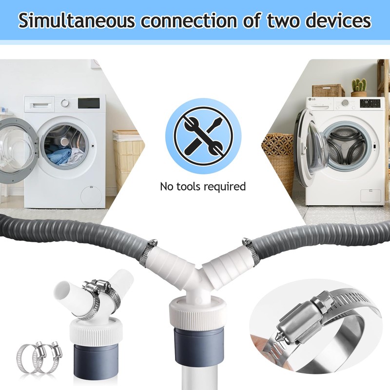 KAIYAYA Double Connection for Washing Machine, Washing Machine Drain Adapter