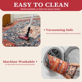 SERISSA Area Rug 3x5 Boho Tribal Rugs for Bedroom, Washable Kitchen Rugs Non-Slip, Ultra Soft Print Distressed Vintage Entry Rug Low-Pile Throw Rug Carpet for Nursery Living Room Dorm Decor