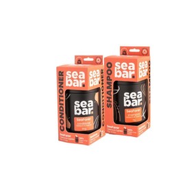 SeaBar SeaFarer Bundle Moisturizing Shampoo & Conditioner Bars with DHT Blockers -Caffeine & Pumpkin Seed Oil, All Natural Fragrances (Cypress and Bourbon), Vegan and Color-Safe Haircare Hydrate Moisture Cleansing - .: With Bar Holder