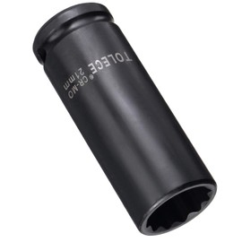 TA-VIGOR 12-Point Deep Impact Socket, 1/2-Inch Drive 21mm Metric Spindle Axle Nut Socket Driver Wrench, Durable CR-MO Steel 78mm Length Nut Impact Socket for Auto Repair Easy Removal