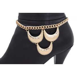 Unbranded Women Gold Metal Chain Western Boot Bracelet Shoe Anklet Elegant Look Moon Charm