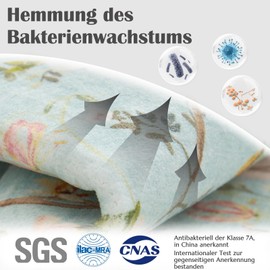 TOPICK Flower Doormat Washable Door Mat Indoor Short Pile Retro Blue on Pink Oriental Rug 60 x 90 cm Antibacterial Foldable Non-Slip Door Mat for Front Door Kitchen Patio Hallway Bedroom