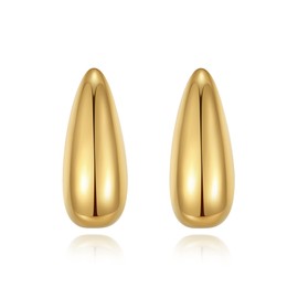 Chunky Gold Hoop Earrings for Women Trendy, Teardrop Earrings with 18k Gold Plated Stainless Steel, Small Hypoallergenic Earrings, Jewelry Gifts for Women