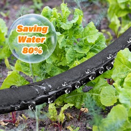 Winisok Upgrade Heavy Duty Soaker Hose 75FT, Thickened Flat Garden Hoses, Leak-proof and Flexible Drip Irrigation Tubing, Save 80% Water