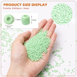 3mm Perlen für Armbänder, 5000 Stück kleine Glasperlen für Schmuck machen, 8/0 Hellgrün Perlen Rocailles Perlen für Ohrring, Halskette Handgemachte