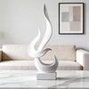 Abstract Flame-Shaped Resin Sculpture, Gold and Silver, Modern Decorative Figurine