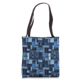 Denim Patchwork Pattern Tote Bag