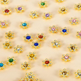 Misscrafts 100 PCS Mixed Colors Flower Flatback Rhinestones Glass Gems for Crafting Clothes Shoes Hats Bags Sewing Accessories Jewelry Making