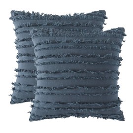 GIGIZAZA Decorative Throw Pillow Covers 16x16,Grey Blue Square Couch Pillow Covers,Cotton Sofa Boho Cushion Pillows