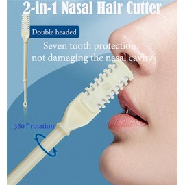 2-in-1 Nasal Hair Cutter, Portable Double Head 360° Rotating Nose Hair Trimmer Nostril Hair Remover Tool with Ear Picker (Black,8PCS)