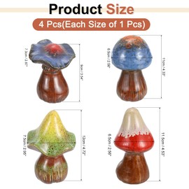 sourcing map 4 Pcs Toilet Bolt Covers, Ceramics Toilet Bolt Caps Mushroom Decor Covers Cute Mushroom Toilet Screw Cover Caps for Decor Bathroom 2.87"x2.87"x3.54"(L*W*H), Multicolored