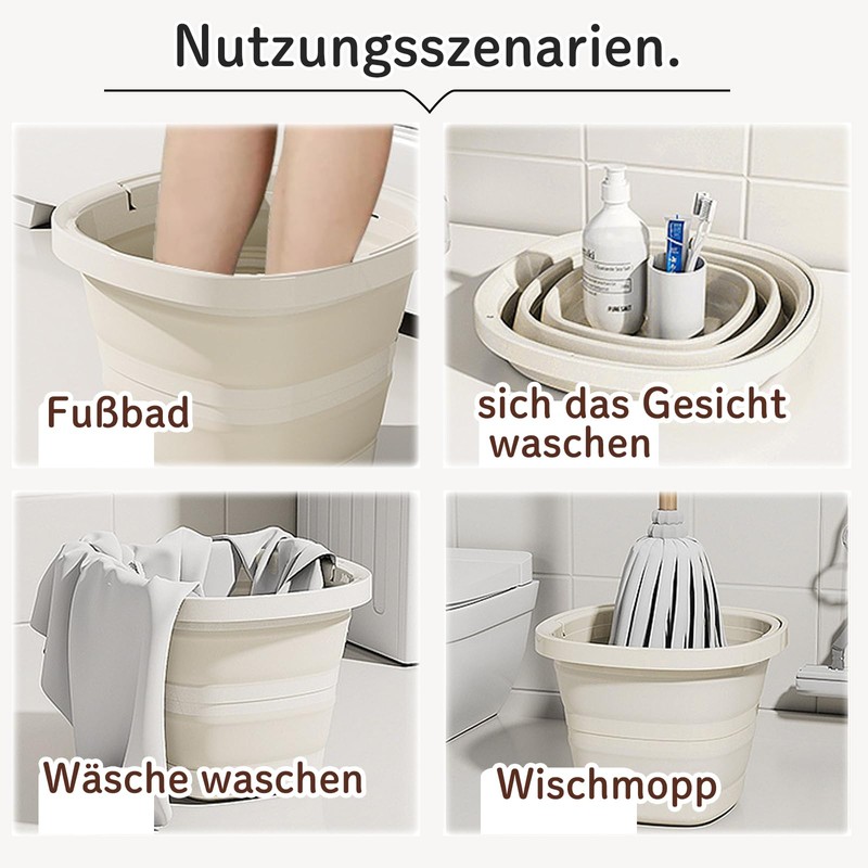 Foldable Bucket, 5L/10L, PP + TPR Material, White, Space-Saving, Foldable