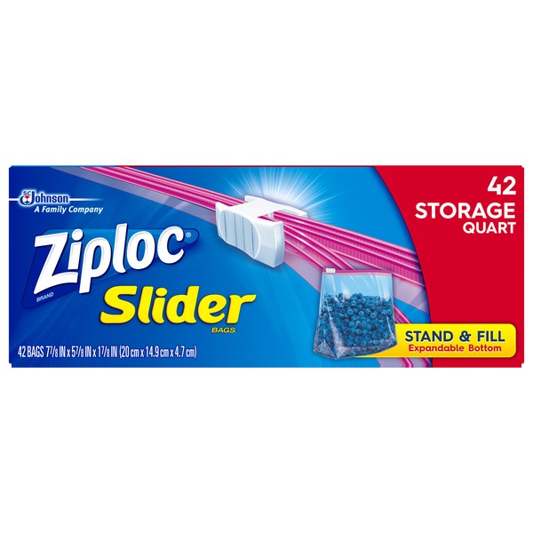 Ziploc Slider Storage Bags, 1 Qt, 42 Ct