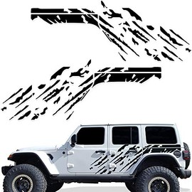 Factory Crafts Splash Side Graphics Kit Vinyl Decal Wrap Compatible with Jeep Wrangler JL 4 Door 2018-2021 (Black)
