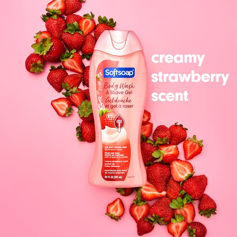 Softsoap Moisturizing Body Wash and Shave Gel, Creamy Strawberry Scent,