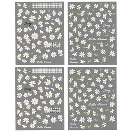 5D White Daisy Nail Stickers Flower Nail Art Stickers Summer Flower Nail Decals for Nail Art Supplies Spring Flower Stickers for Nails 5D Embossed Floral Stickers Daisy Decor Sticker Nails Design