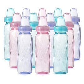 Evenflo Feeding - Botellas de cuello estándar de plástico teñido clásico para bebé, bebé y recién nacido, rosa/lavanda/verde azulado, 8 onzas (paquete