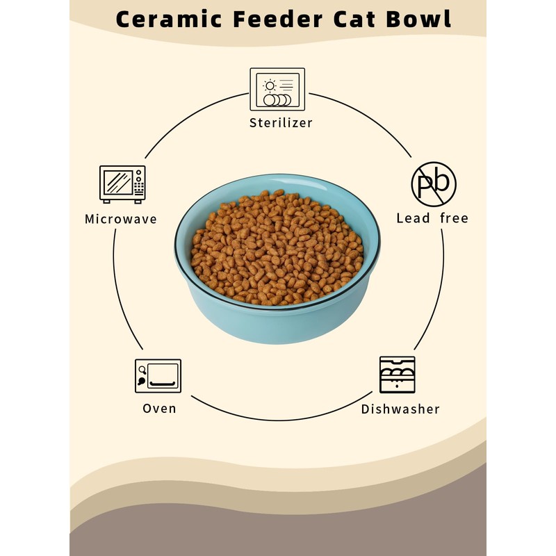GDCZ Ceramics Raised Cat Bowls with Heighten Metal Stand,15 Ounces