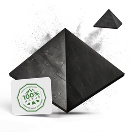 PURAJA Shungite Pyramid Original from Karelia Polished Contains Fullerenes with Certificate from the Zazhoginskij Mine