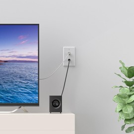 FGB 2 Pack Single Gang Ethernet Coax Wall Plate with Mounting Bracket, 1 Cat7 Shielded Ethernet Port and 1 Gold-Plated Coax F Type Port, 2 Port Female to Female Keystone Wall Plate