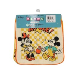Mini Towels, Mickey & Friends Set of 3, Kindergarten, Nursery School, Entrance School, School Admission, Washing, 6.3 x 6.3 inches (16 x 16 cm)