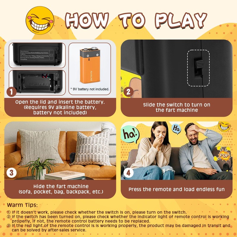 Fart Machine with Remote, 50 Sounds, Gag Gift for Adults