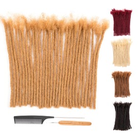 DAIXI 0.6cm & 0.8cm Thickness #27 Blonde 4 Inch 10 Strands 100% Real Human Hair Dreadlock Extensions for Man/Women Handmade Permanent loc Extensions Bundles Can Be Dyed Bleached Curled and Twisted