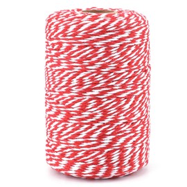 joycraft Christmas String, Cotton String, Gift Wrapping String, 2mm x 218Yds Red and White String for Xmas Decoration, Party Favor, DIY Craft