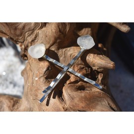 Genuine Surf Tumbled Frosted White Sea Glass Hair Pins (Set of 2)