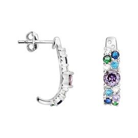 SOFIA MILANI - Women's Earrings 925 Silver with Zirconia Stones - Coloured Zirconia Stud Earrings, Sterling Silver, Cubic Zirconia