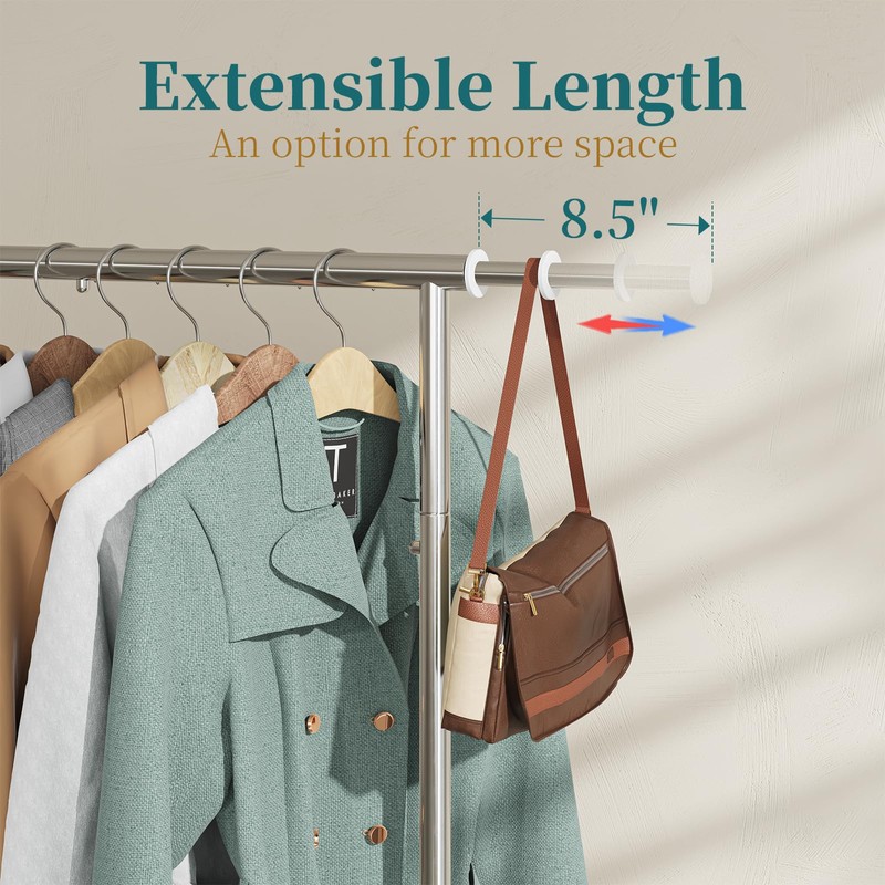 Simple Trending Standard Rod Clothing Garment Rack, Rolling Clothes Organizer